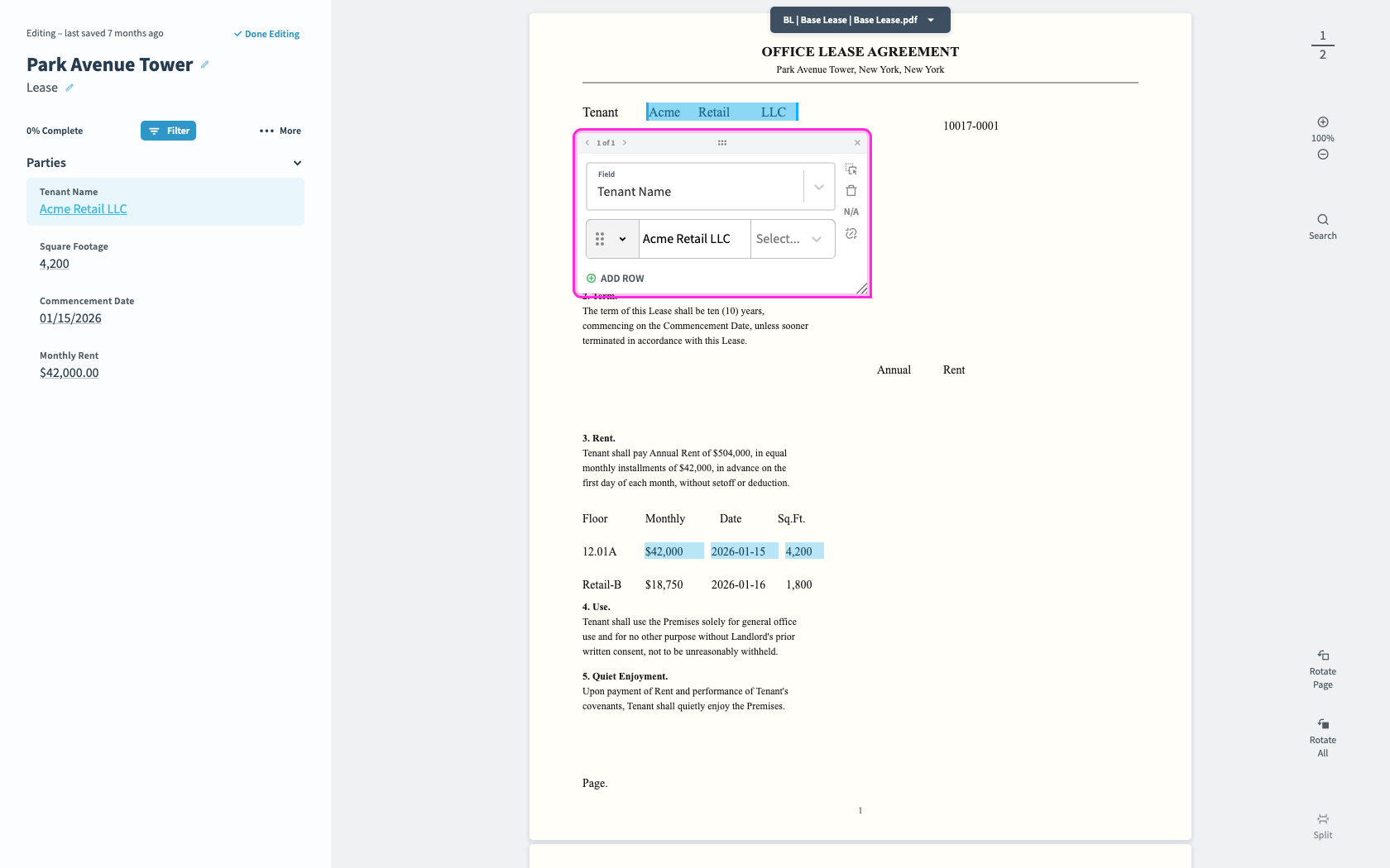 The link opens on the source document.