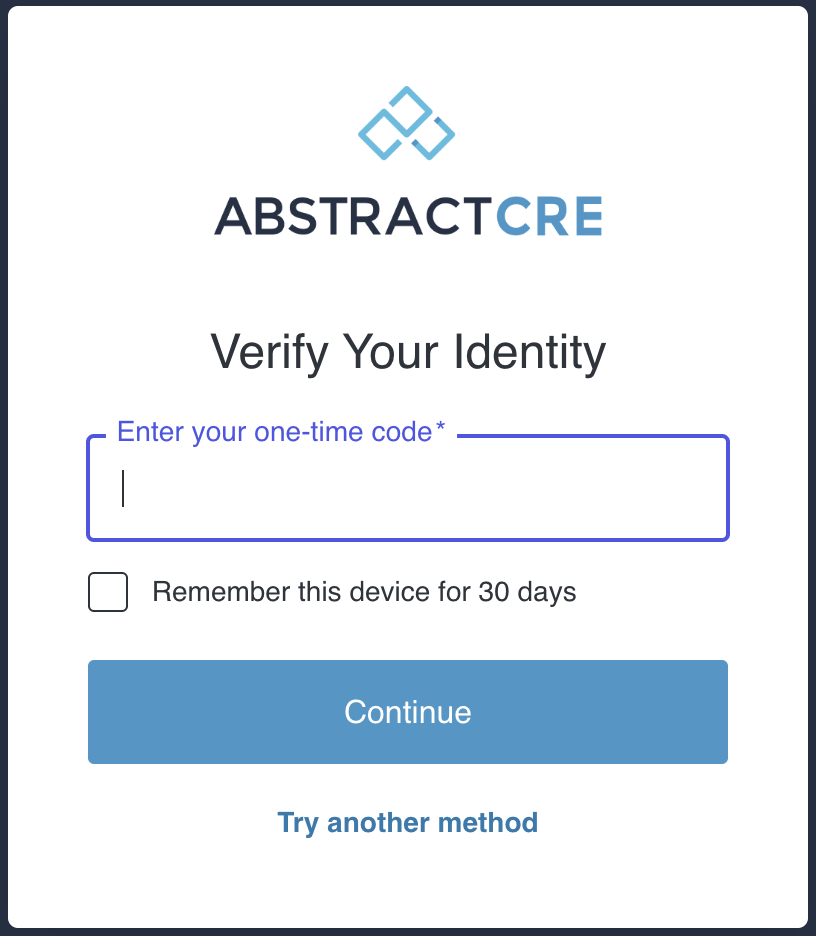 Enter the six-digit one-time code, then click Continue.